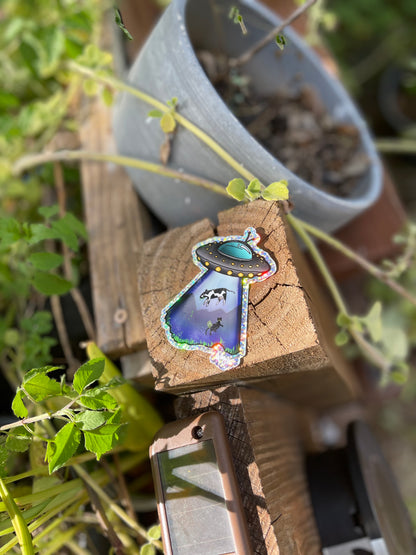 Moove Along - Alien Glitter Sticker